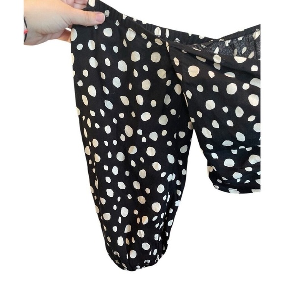 Reformation Beautiful Desmond Crop Polka Dot Coquette Blouse Black Size 4 - Picture 8 of 12